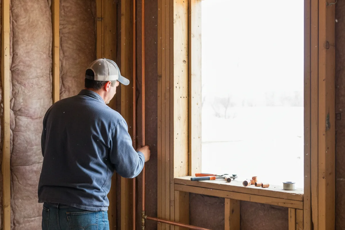 Licensed plumber running new copper supply lines in a Mount Clemens home