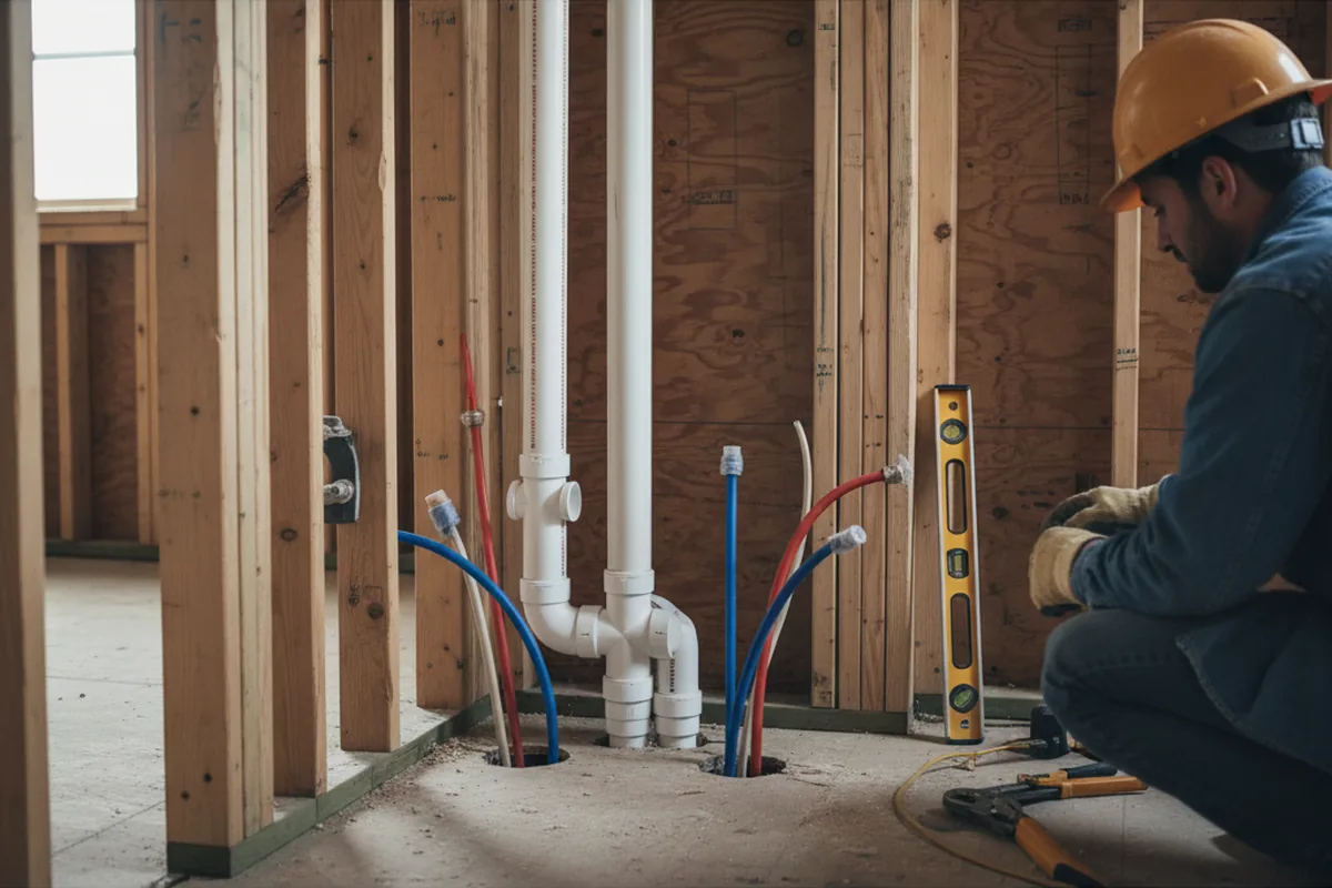 Drain and supply rough-in during Toilet Repair and Installation in Mount Clemens