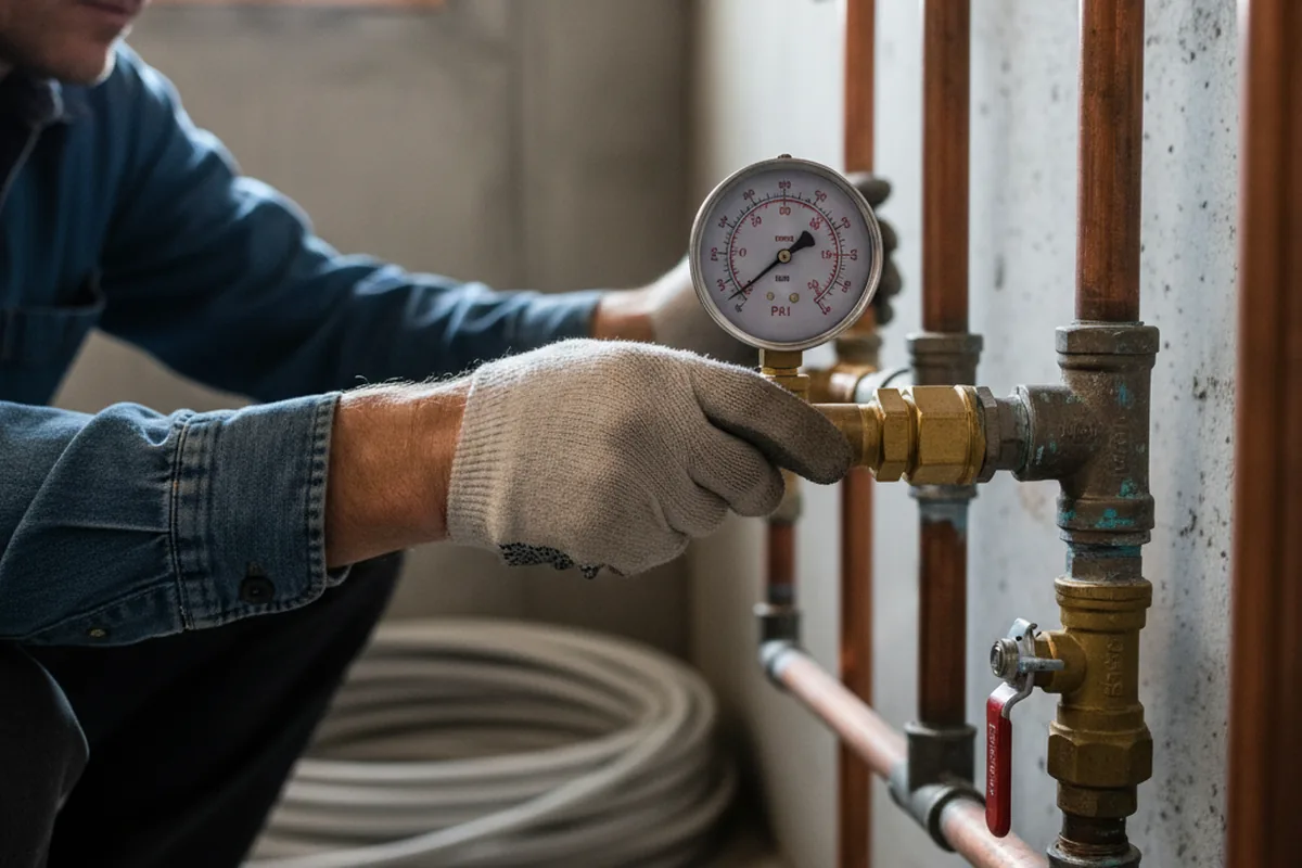 Pressure testing a repaired line during Water Line Repair in Mount Clemens